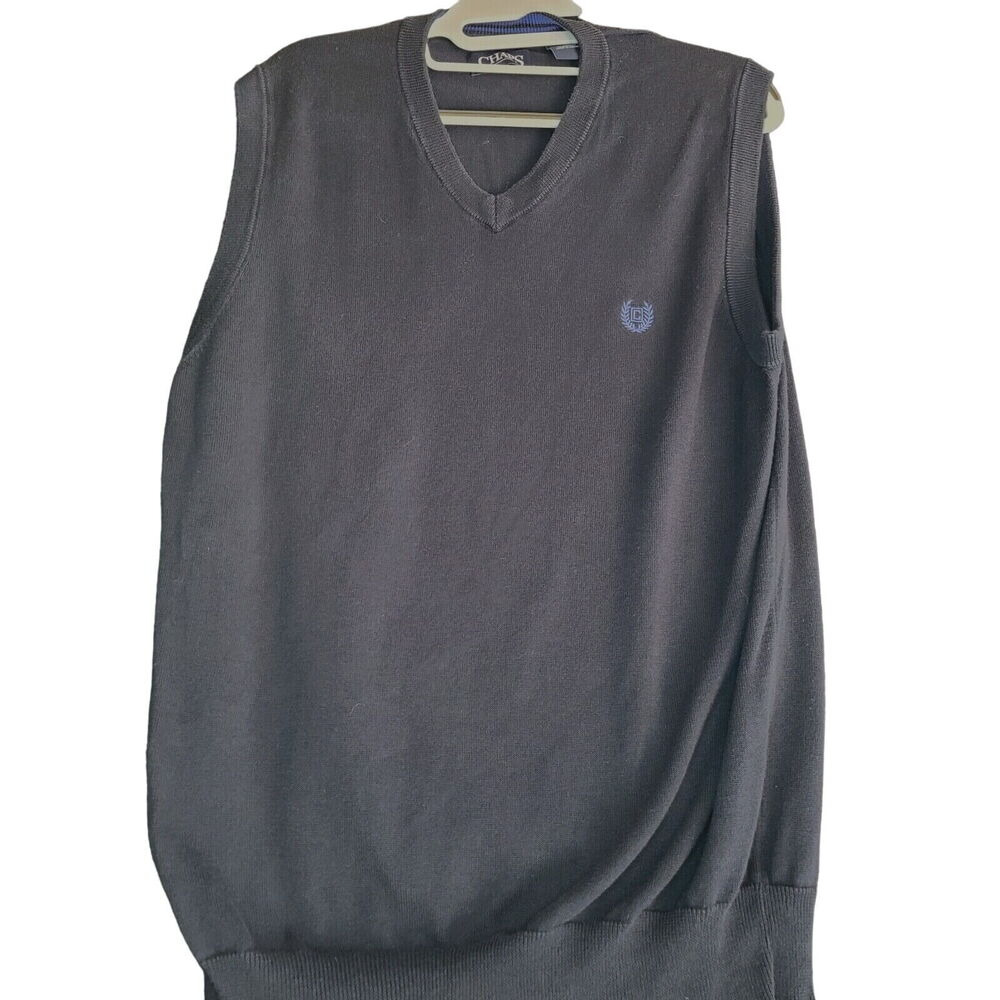 Chaps Mens Vest Blue Size Medium 100% Cotton Sleeveless Pullover Logo On Front